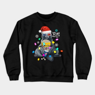 British Christmas cat movie party started(blue background) Crewneck Sweatshirt